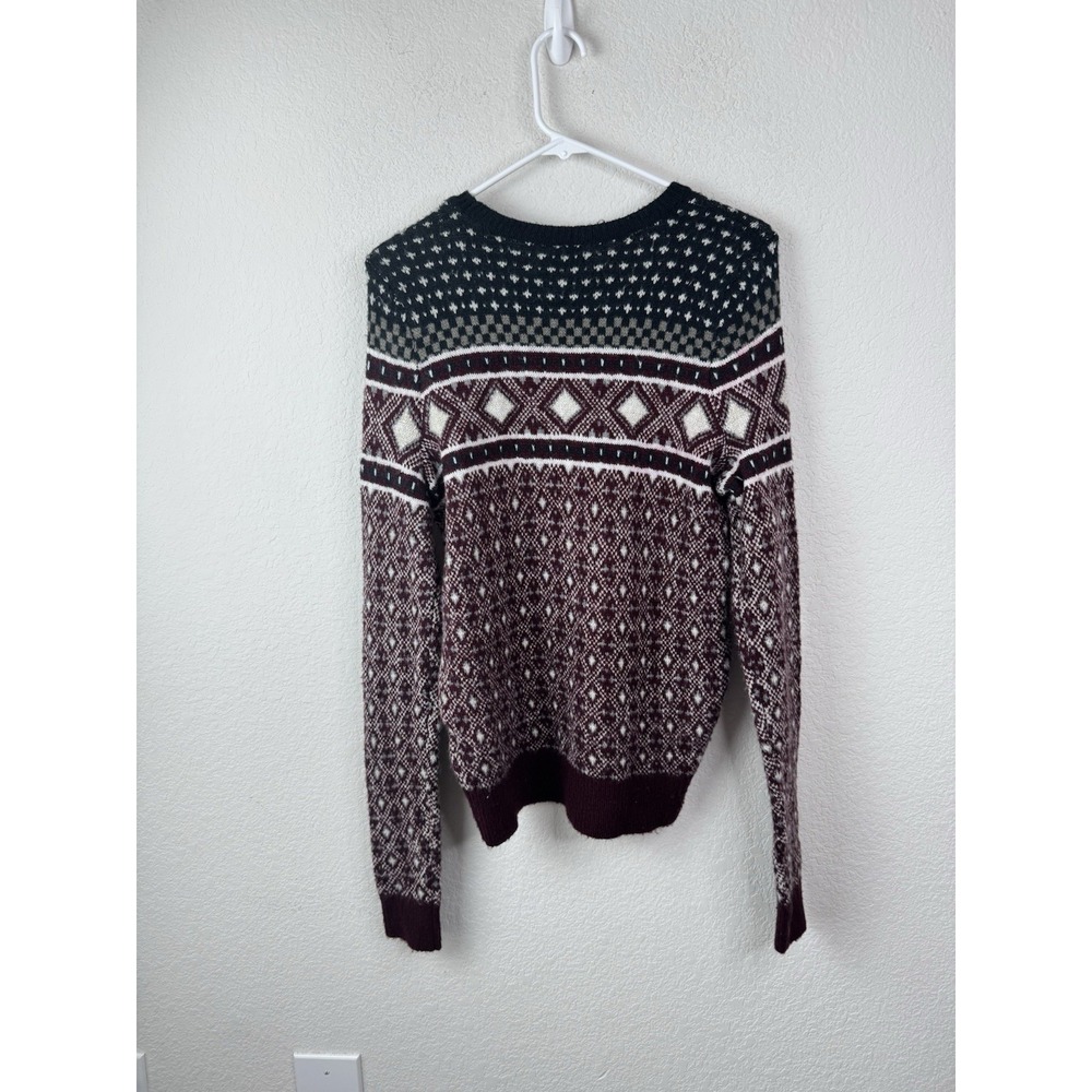 Abercrombie & Fitch Fair Isle Sweater Women's S Maroon Winter Nordic Embellished - Picture 7 of 7